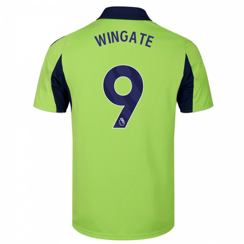 Danxen Bambino Maglia Tom Wingate #9 Verde Navy Bianco Kit Gara Away 2025/26 Maglietta