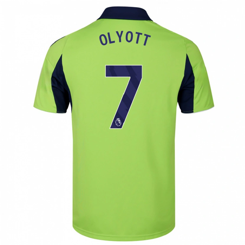 Danxen Bambino Maglia Tom Olyott #7 Verde Navy Bianco Kit Gara Away 2025/26 Maglietta