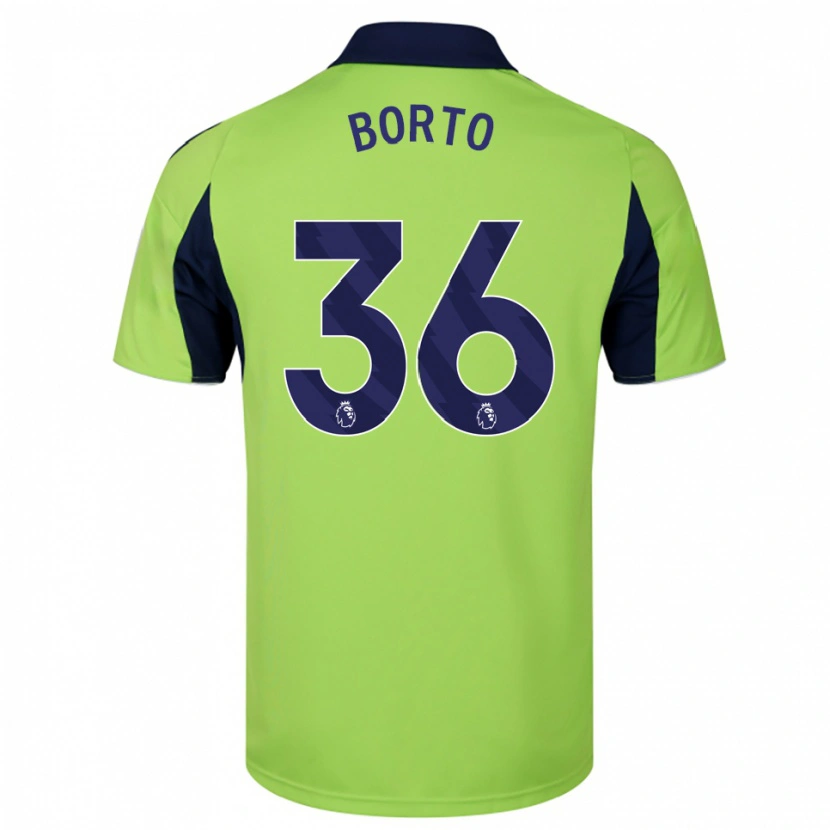 Danxen Bambino Maglia Alex Borto #36 Verde Navy Bianco Kit Gara Away 2025/26 Maglietta