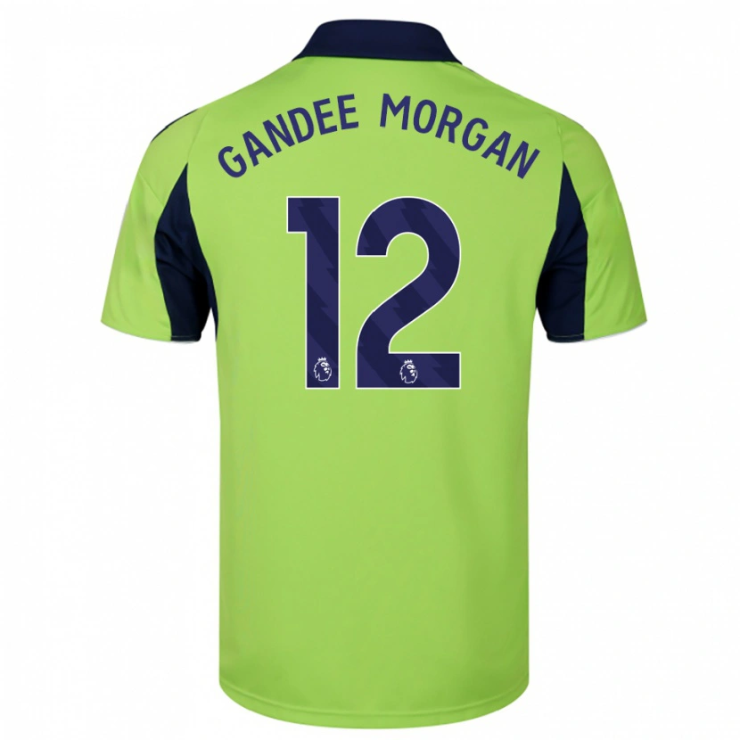 Danxen Bambino Maglia Stella Gandee Morgan #12 Verde Navy Bianco Kit Gara Away 2025/26 Maglietta