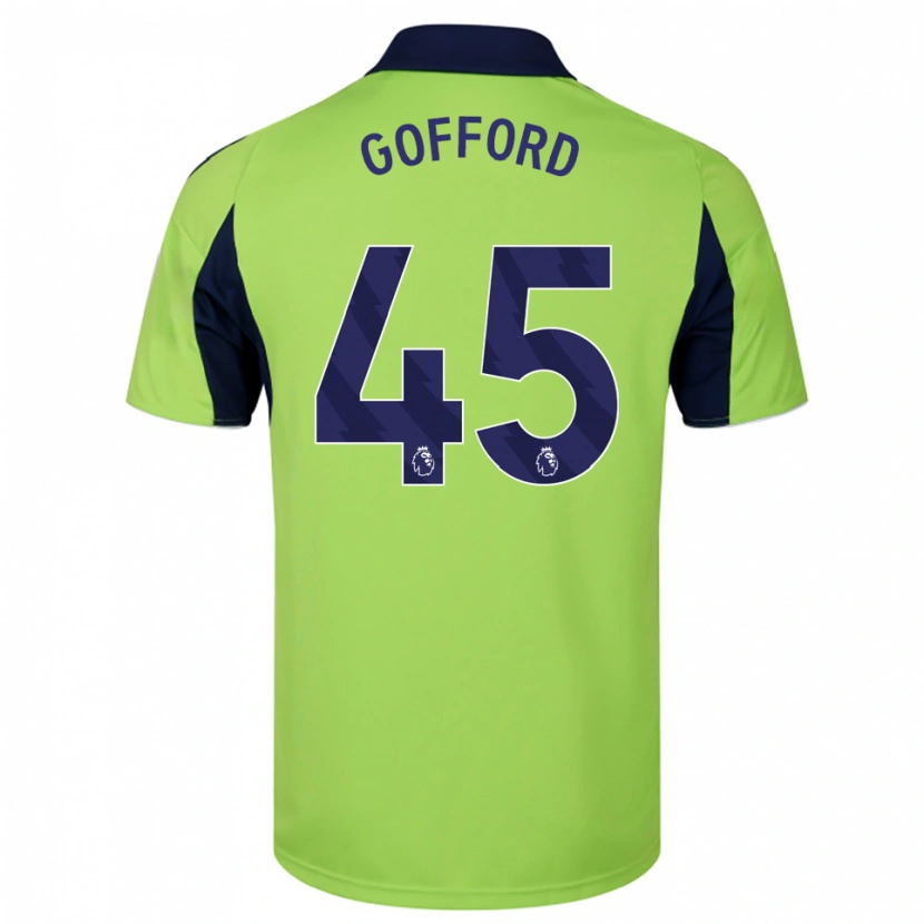 Danxen Bambino Maglia Oliver Gofford #45 Verde Navy Bianco Kit Gara Away 2025/26 Maglietta