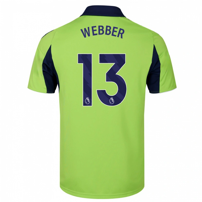 Danxen Bambino Maglia Amber Webber #13 Verde Navy Bianco Kit Gara Away 2025/26 Maglietta