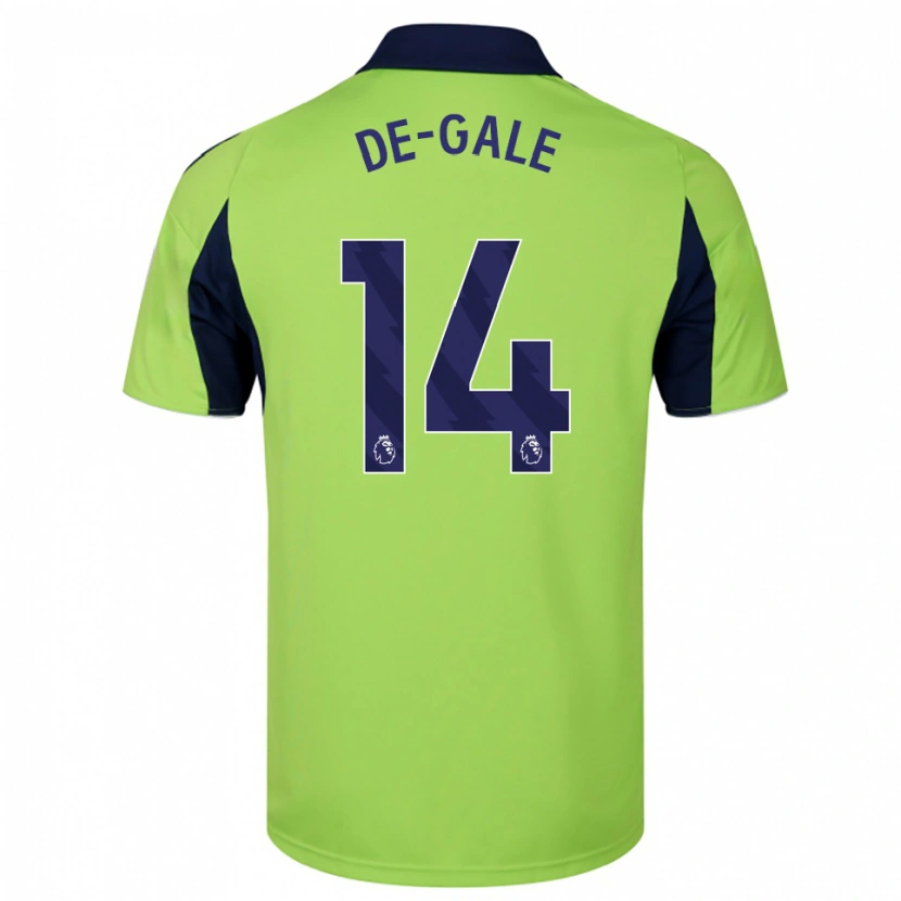 Danxen Bambino Maglia Dylan De-Gale #14 Verde Navy Bianco Kit Gara Away 2025/26 Maglietta