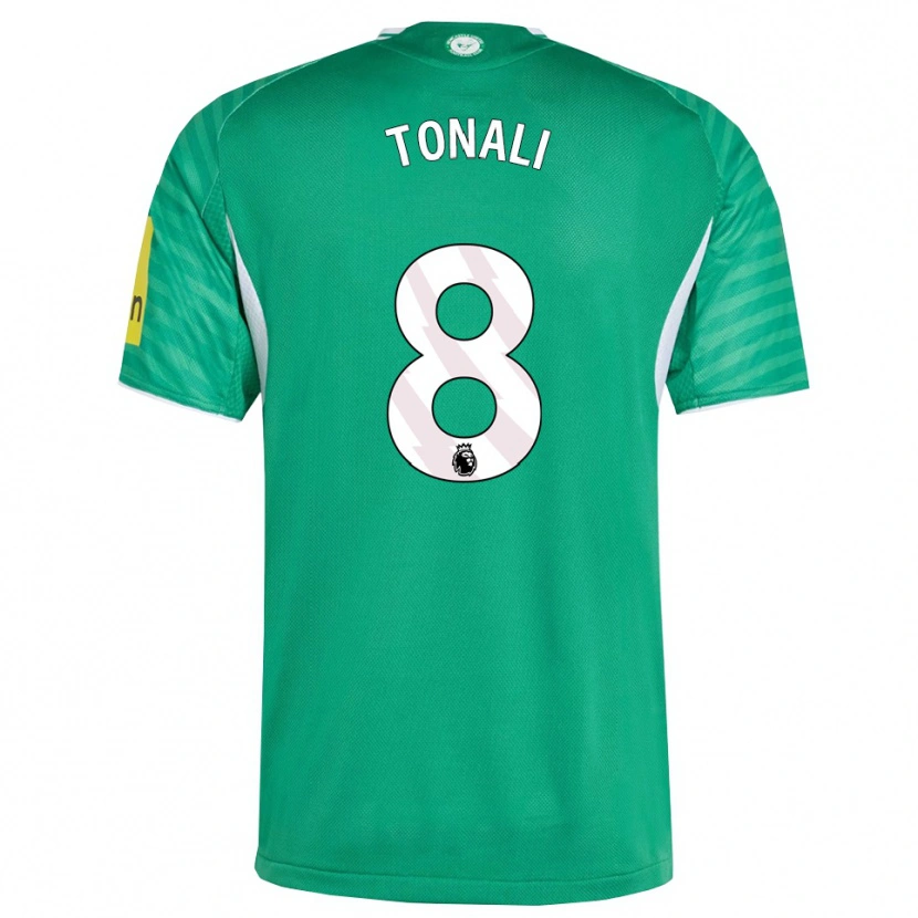Danxen Bambino Maglia Sandro Tonali #8 Verde Bianco Kit Gara Away 2025/26 Maglietta