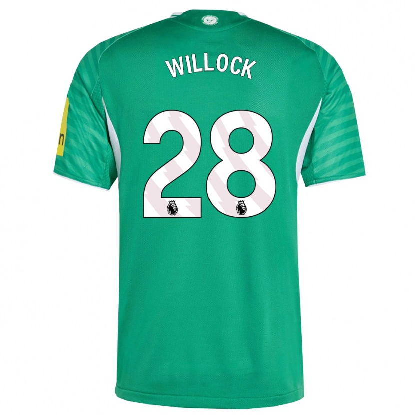 Danxen Bambino Maglia Joe Willock #28 Verde Bianco Kit Gara Away 2025/26 Maglietta