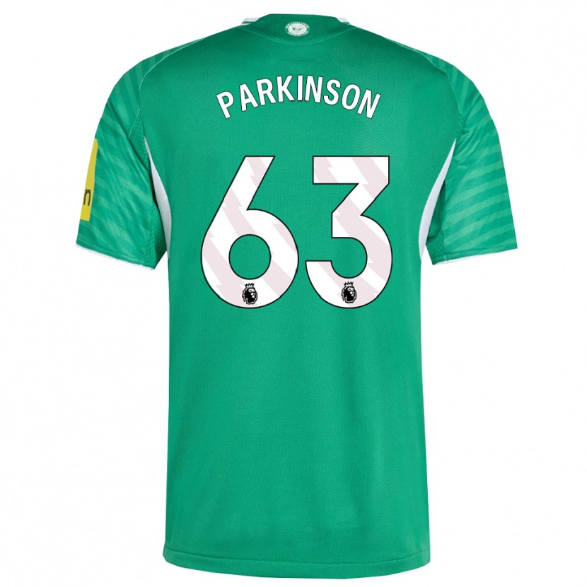 Danxen Bambino Maglia Ben Parkinson #63 Verde Bianco Kit Gara Away 2025/26 Maglietta