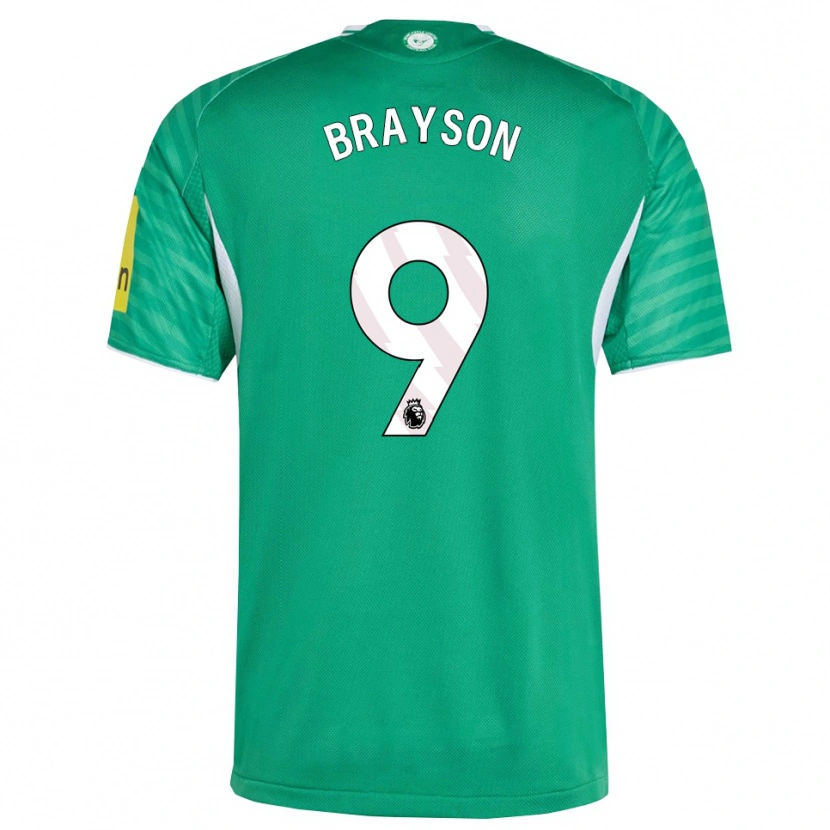 Danxen Bambino Maglia Joe Brayson #9 Verde Bianco Kit Gara Away 2025/26 Maglietta