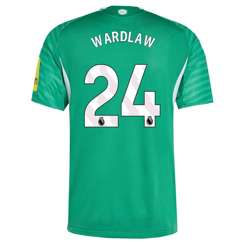 Danxen Bambino Maglia Charlotte Wardlaw #24 Verde Bianco Kit Gara Away 2025/26 Maglietta