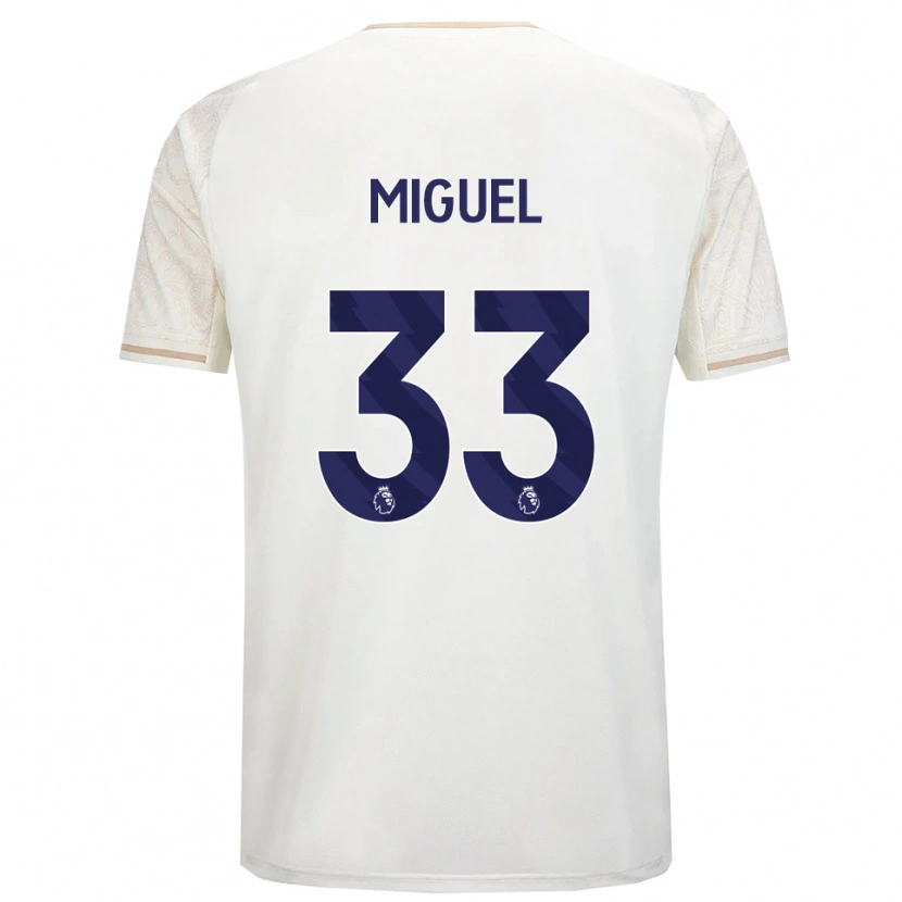 Danxen Bambino Maglia Carlos Miguel #33 Bianco Sporco Nero Kit Gara Away 2025/26 Maglietta