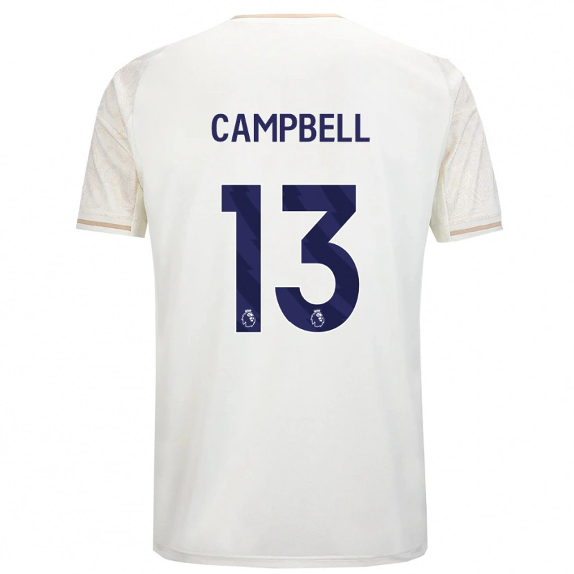 Danxen Bambino Maglia Luke Campbell #13 Bianco Sporco Nero Kit Gara Away 2025/26 Maglietta