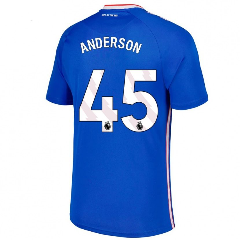 Danxen Bambino Maglia Joe Anderson #45 Blu Bianco Kit Gara Away 2025/26 Maglietta