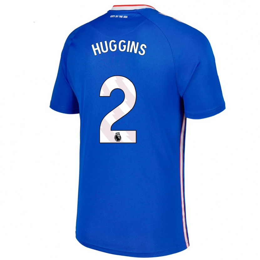 Danxen Bambino Maglia Niall Huggins #2 Blu Bianco Kit Gara Away 2025/26 Maglietta