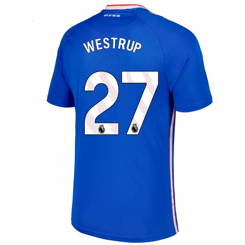 Danxen Bambino Maglia Brianna Westrup #27 Blu Bianco Kit Gara Away 2025/26 Maglietta
