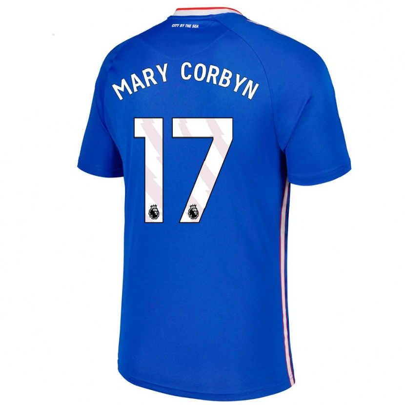 Danxen Bambino Maglia Mary Corbyn #17 Blu Bianco Kit Gara Away 2025/26 Maglietta
