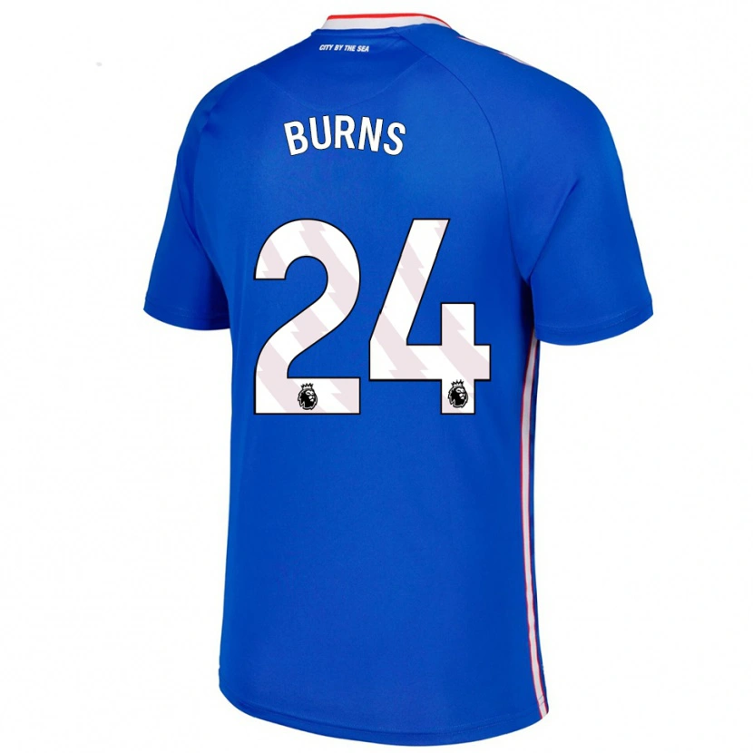 Danxen Bambino Maglia Matthew Burns #24 Blu Bianco Kit Gara Away 2025/26 Maglietta