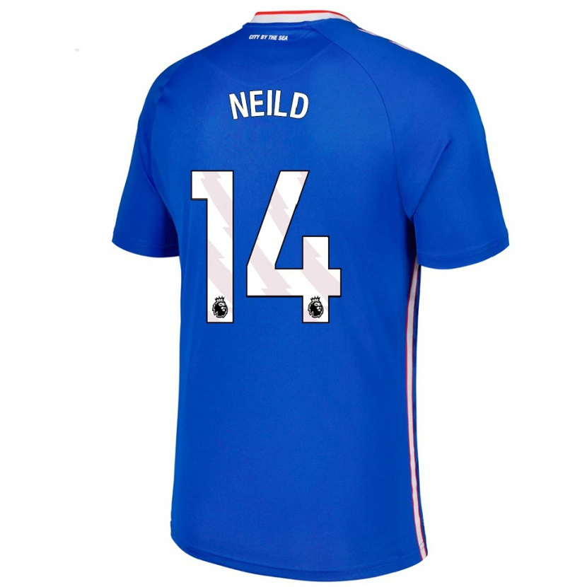 Danxen Bambino Maglia Joe Neild #14 Blu Bianco Kit Gara Away 2025/26 Maglietta