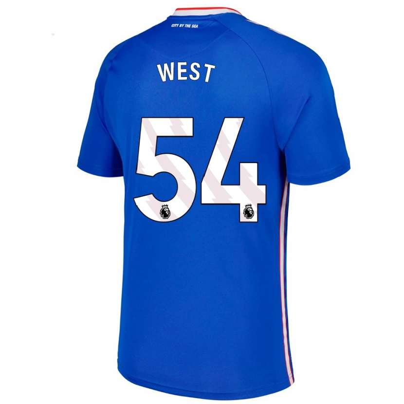 Danxen Bambino Maglia Ella West #54 Blu Bianco Kit Gara Away 2025/26 Maglietta