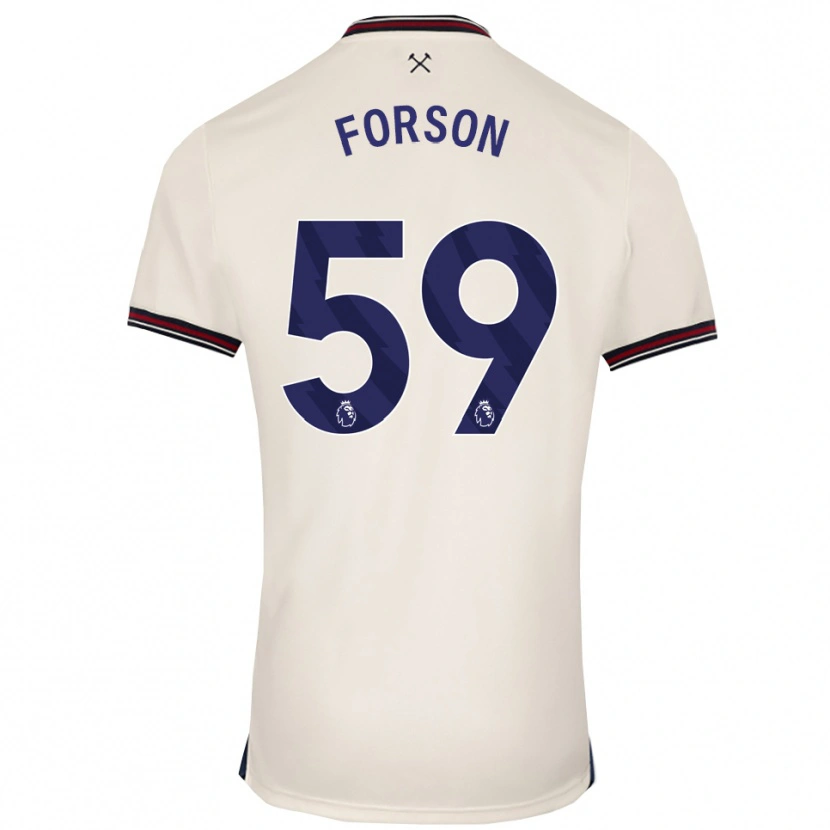 Danxen Bambino Maglia Keenan Forson #59 Bianco Sporco Kit Gara Away 2025/26 Maglietta