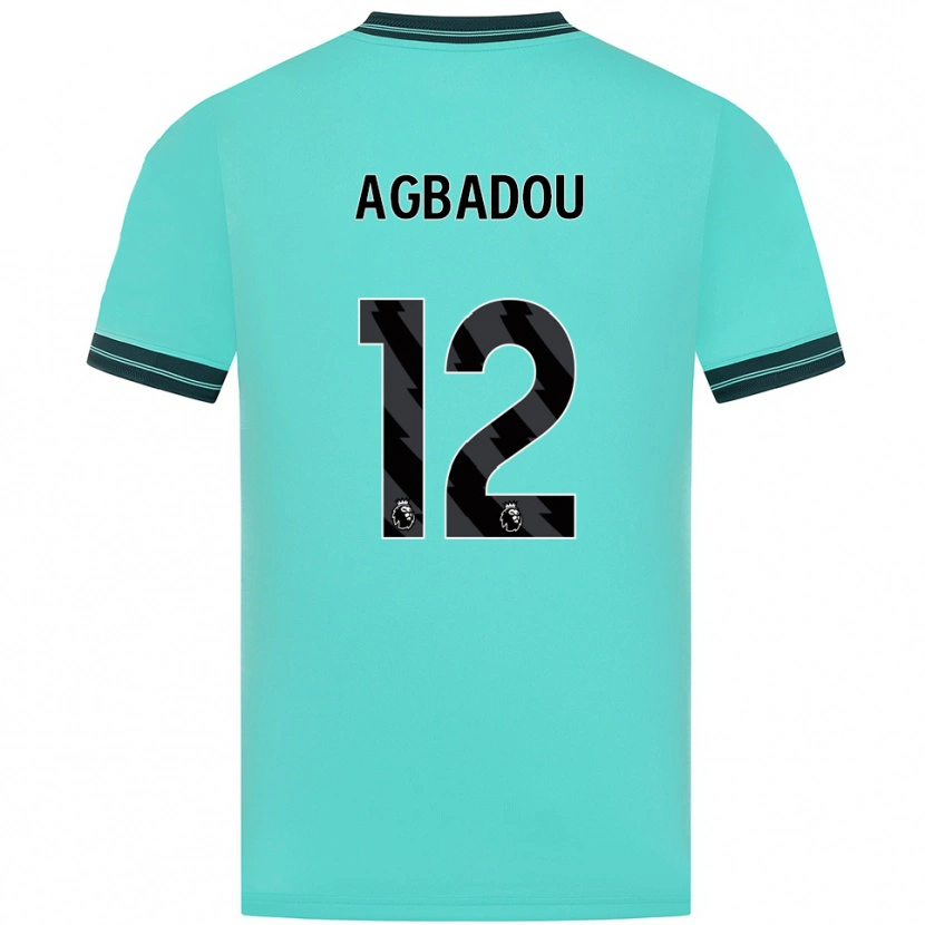 Danxen Bambino Maglia Emmanuel Agbadou #12 Azzurro Verde Kit Gara Away 2025/26 Maglietta