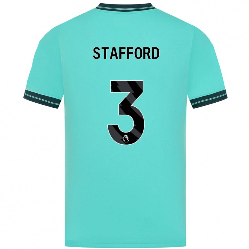 Danxen Bambino Maglia Ollie Stafford #3 Azzurro Verde Kit Gara Away 2025/26 Maglietta