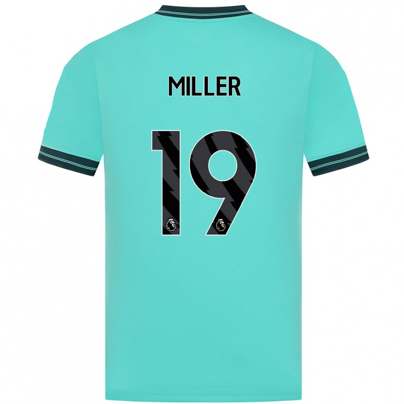 Danxen Bambino Maglia Ali Miller #19 Azzurro Verde Kit Gara Away 2025/26 Maglietta