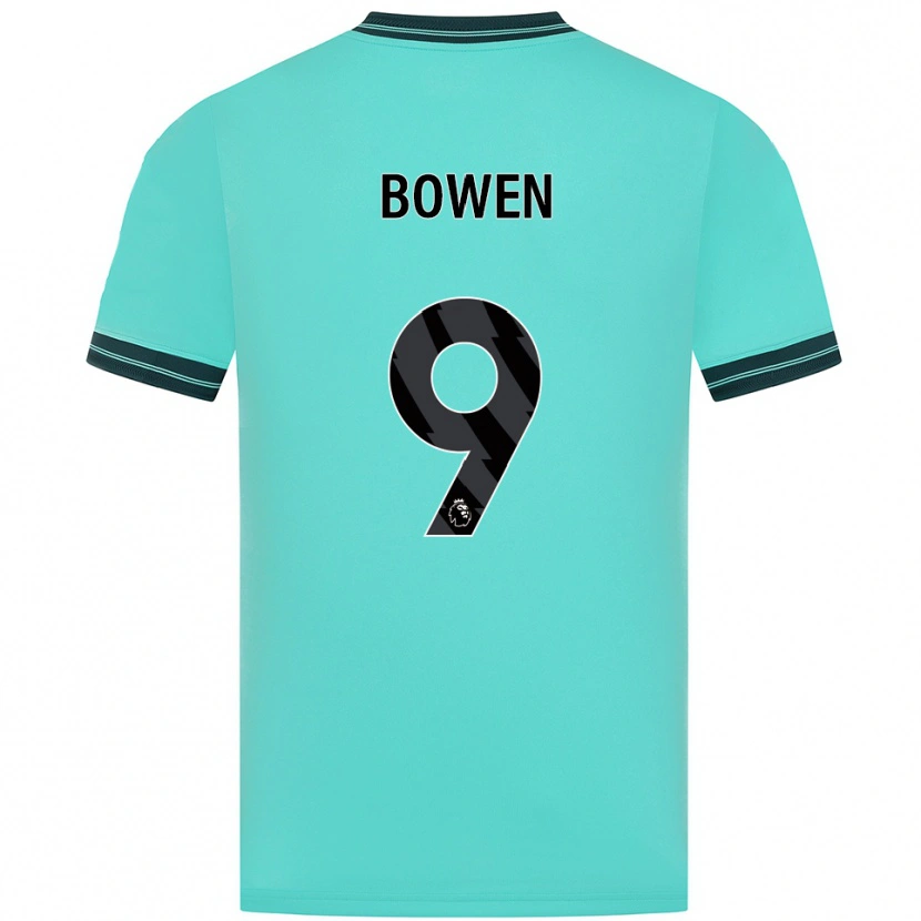 Danxen Bambino Maglia Reiss Bowen #9 Azzurro Verde Kit Gara Away 2025/26 Maglietta