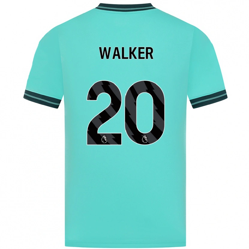 Danxen Bambino Maglia Lowri Walker #20 Azzurro Verde Kit Gara Away 2025/26 Maglietta