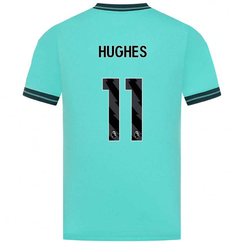 Danxen Bambino Maglia Amber Hughes #11 Azzurro Verde Kit Gara Away 2025/26 Maglietta
