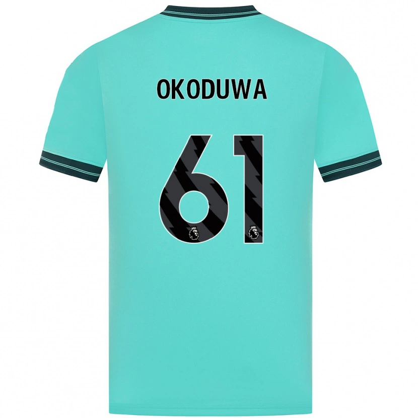 Danxen Bambino Maglia Wesley Okoduwa #61 Azzurro Verde Kit Gara Away 2025/26 Maglietta