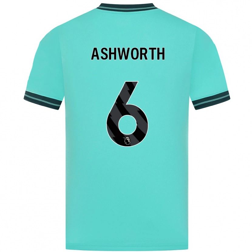 Danxen Bambino Maglia Finn Ashworth #6 Azzurro Verde Kit Gara Away 2025/26 Maglietta