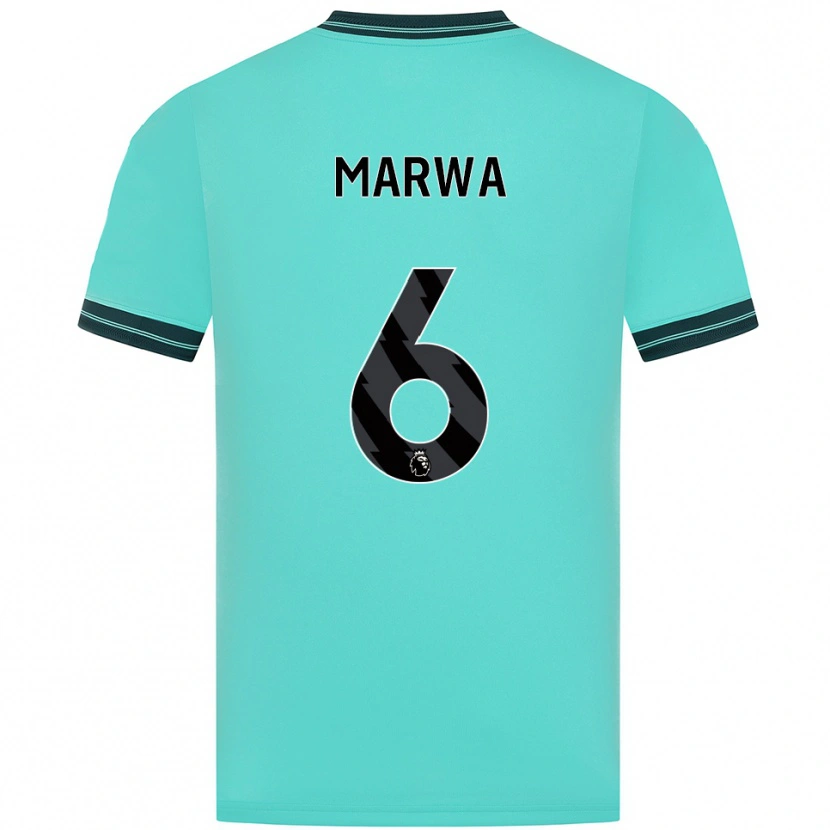 Danxen Bambino Maglia Bjørn Marwa #6 Azzurro Verde Kit Gara Away 2025/26 Maglietta