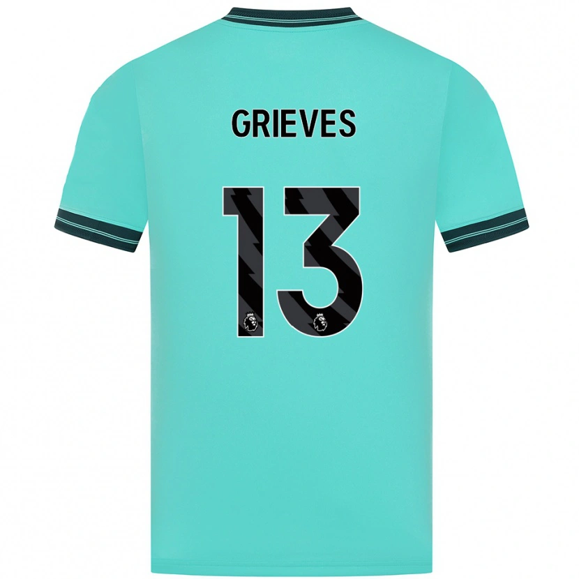 Danxen Bambino Maglia Xander Grieves #13 Azzurro Verde Kit Gara Away 2025/26 Maglietta