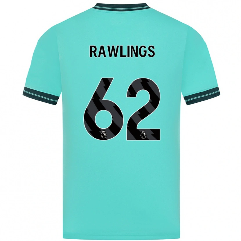 Danxen Bambino Maglia Luke Rawlings #62 Azzurro Verde Kit Gara Away 2025/26 Maglietta