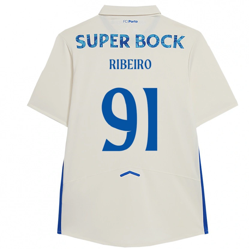 Danxen Bambino Maglia Gonçalo Ribeiro #91 Bianco Blu Kit Gara Third 2025/26 Maglietta