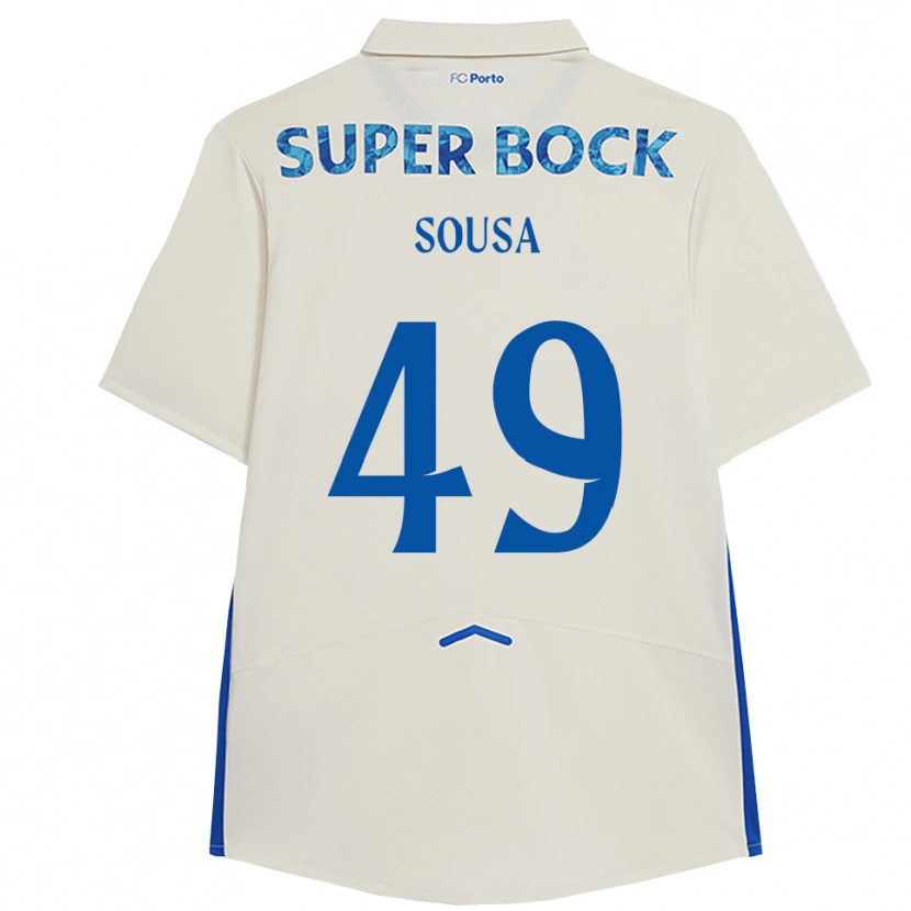 Danxen Bambino Maglia Gonçalo Sousa #49 Bianco Blu Kit Gara Third 2025/26 Maglietta