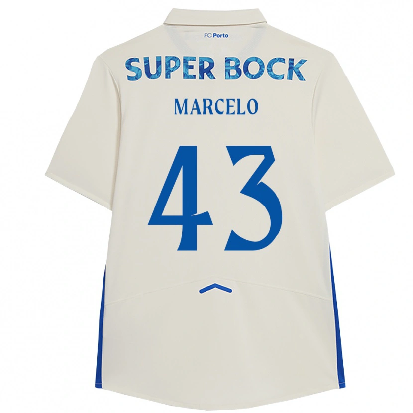 Danxen Bambino Maglia Joao Marcelo #43 Bianco Blu Kit Gara Third 2025/26 Maglietta