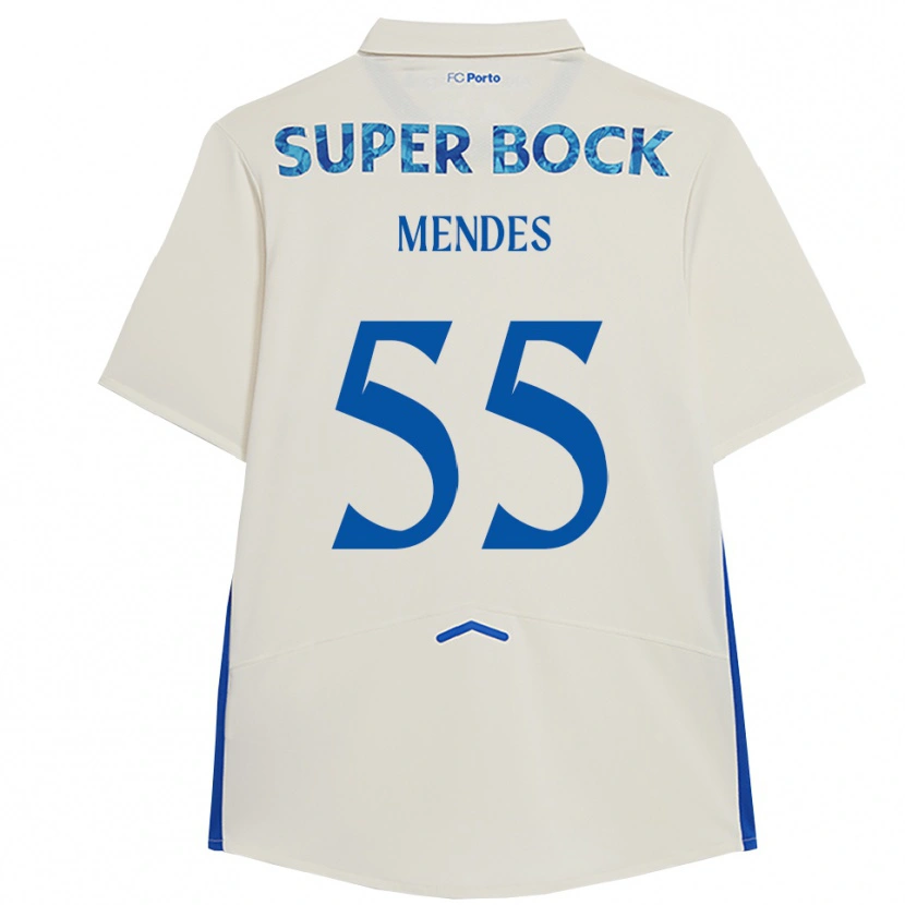 Danxen Bambino Maglia Joao Mendes #55 Bianco Blu Kit Gara Third 2025/26 Maglietta
