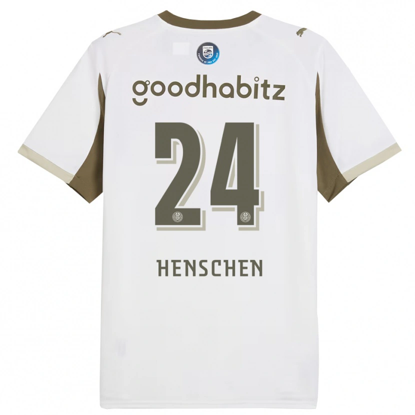 Danxen Bambino Maglia Emmeke Henschen #24 Bianco Grigio Kit Gara Third 2025/26 Maglietta