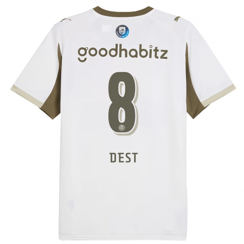 Danxen Bambino Maglia Sergiño Dest #8 Bianco Grigio Kit Gara Third 2025/26 Maglietta