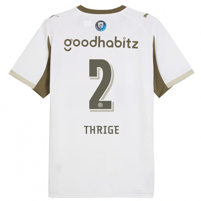 Danxen Bambino Maglia Sara Thrige #2 Bianco Grigio Kit Gara Third 2025/26 Maglietta