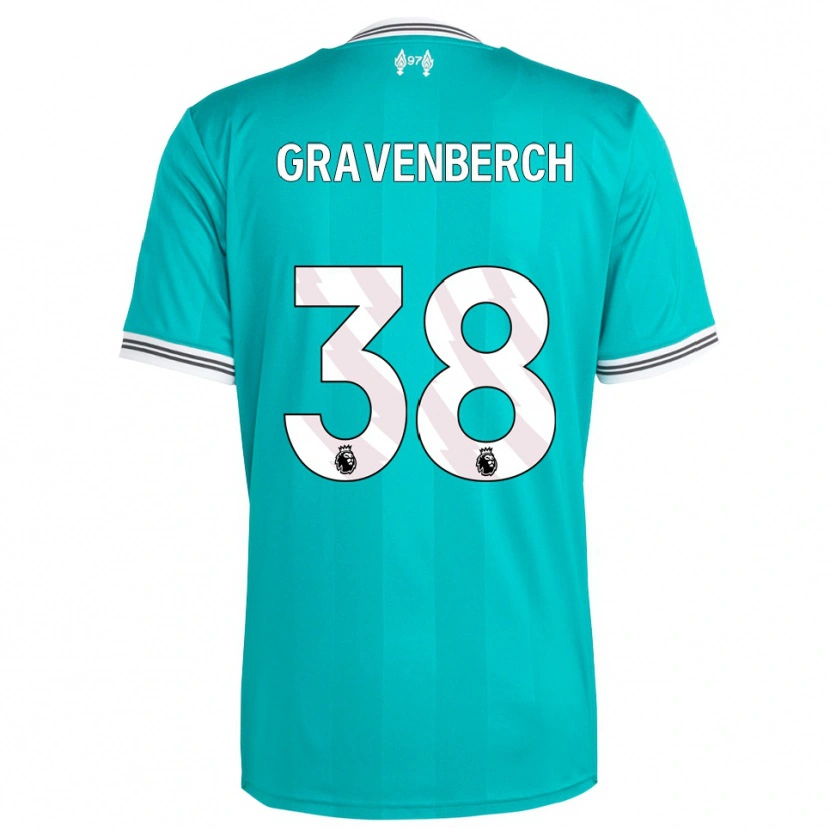 Danxen Bambino Maglia Ryan Gravenberch #38 Verde Bianco Kit Gara Third 2025/26 Maglietta
