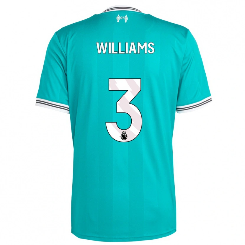 Danxen Bambino Maglia Cameron Williams #3 Verde Bianco Kit Gara Third 2025/26 Maglietta