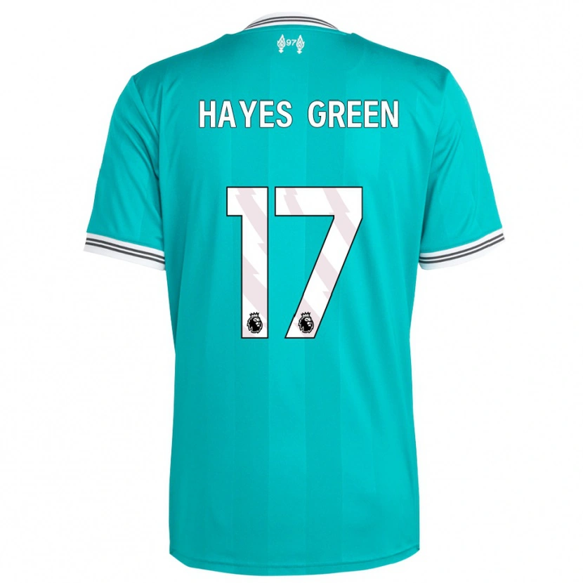 Danxen Bambino Maglia Charlie Hayes-Green #17 Verde Bianco Kit Gara Third 2025/26 Maglietta
