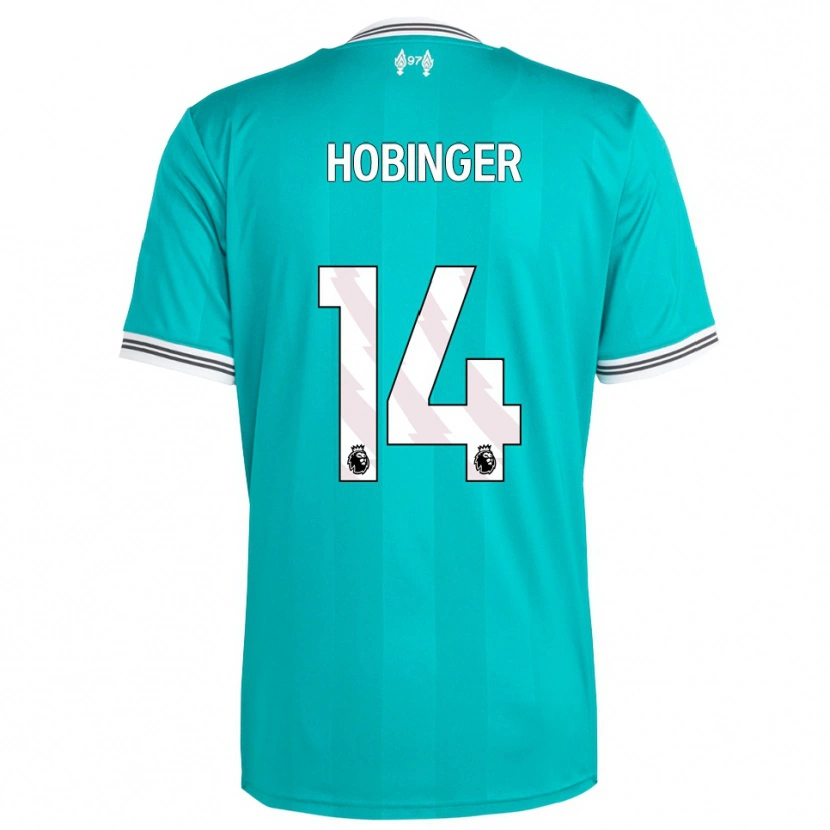 Danxen Bambino Maglia Marie Höbinger #14 Verde Bianco Kit Gara Third 2025/26 Maglietta