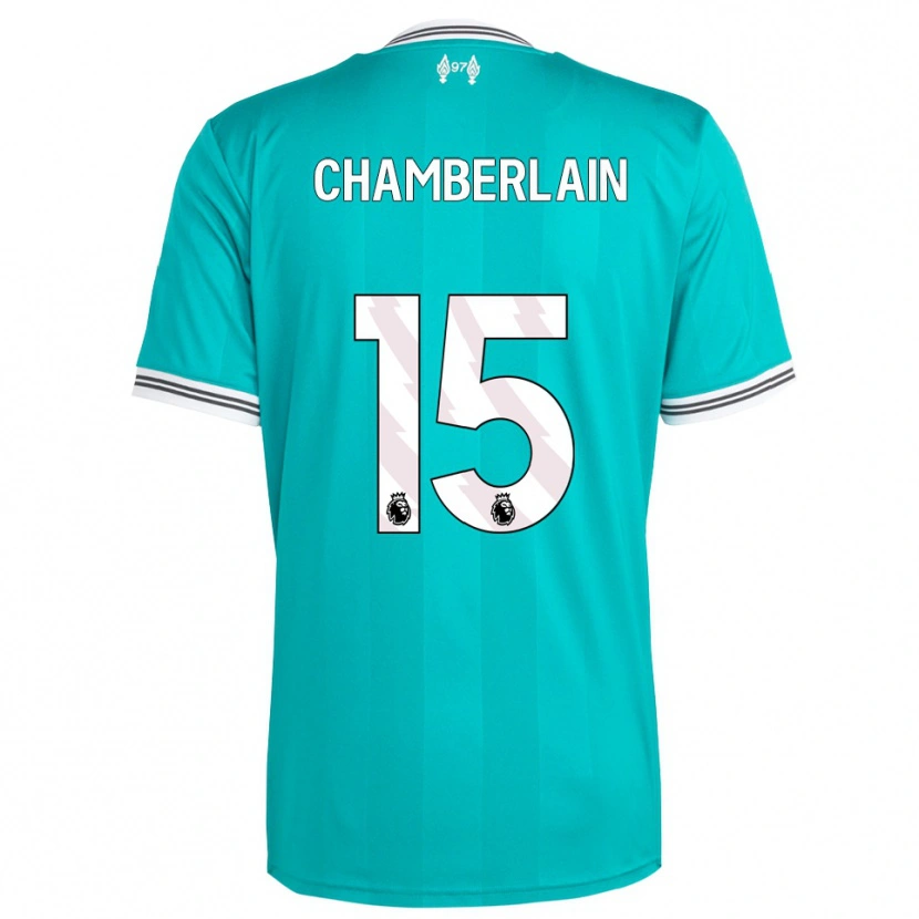 Danxen Bambino Maglia Alex Oxlade Chamberlain #15 Verde Bianco Kit Gara Third 2025/26 Maglietta