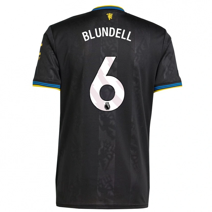 Danxen Bambino Maglia Hannah Blundell #6 Nero Giallo Blu Kit Gara Third 2025/26 Maglietta