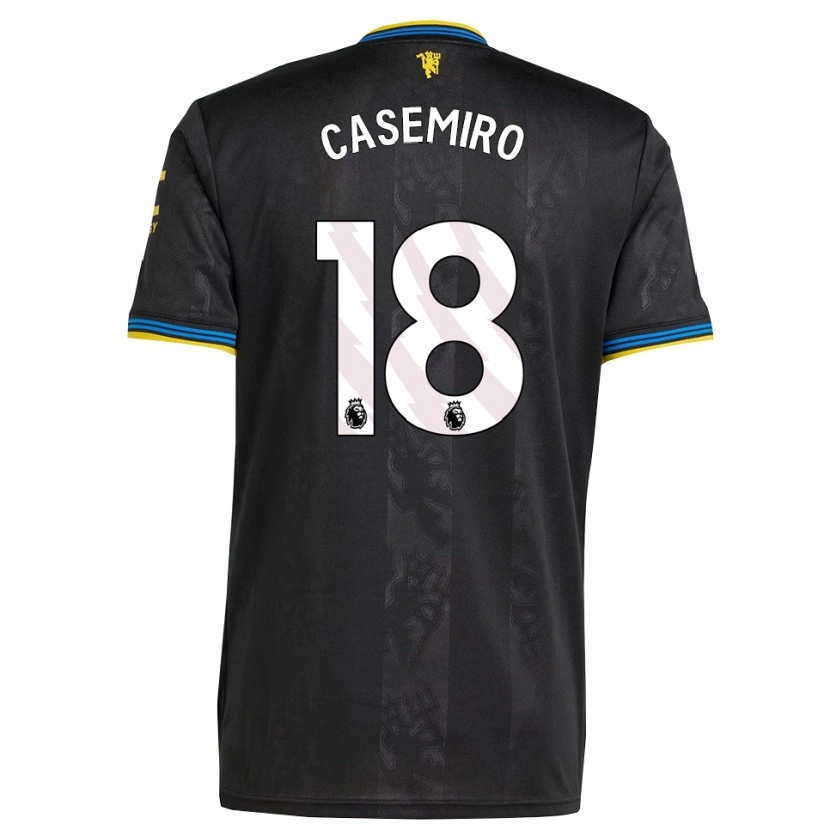 Danxen Bambino Maglia Casemiro #18 Nero Giallo Blu Kit Gara Third 2025/26 Maglietta