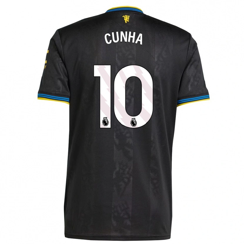 Danxen Bambino Maglia Matheus Cunha #10 Nero Giallo Blu Kit Gara Third 2025/26 Maglietta