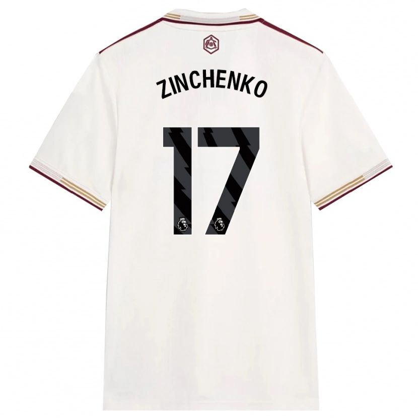 Danxen Bambino Maglia Oleksandr Zinchenko #17 Bianco Sporco Borgogna Kit Gara Third 2025/26 Maglietta