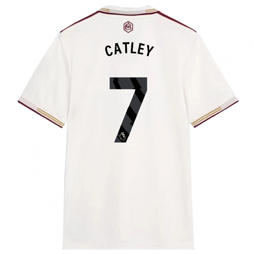 Danxen Bambino Maglia Steph Catley #7 Bianco Sporco Borgogna Kit Gara Third 2025/26 Maglietta